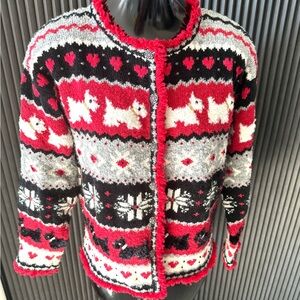 Design Options Philip and Jane Gordon Scottie Dog Scotty Beaded CARDIGAN SMALL